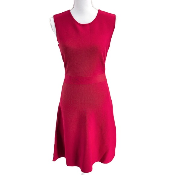 BCBG MAXAZRIA NEW Womens Size Small Fit & Flare Ponte Knit Lacee Dress Sangria - Picture 1 of 9